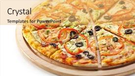  Presentation with sauce - Audience pleasing presentation theme consisting of european cuisine - pizza with mozzarella sauce tomatoes backdrop and a yellow colored foreground