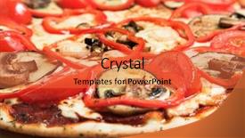  Presentation with pizza - Colorful slide set enhanced with european cuisine - pizza with mushroows isolated backdrop and a red colored foreground