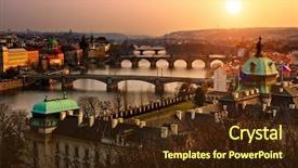  Presentation with czech republic - PPT layouts enhanced with european culture - panoramic view on charles bridge background and a tawny brown colored foreground