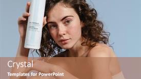  Presentation with facial - Slides consisting of european-curly-woman-posing background and a coral colored foreground