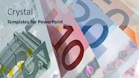  Presentation with european currency - Amazing PPT layouts having european currency banknotes fan close-up backdrop and a light blue colored foreground