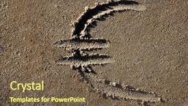  Presentation with european currency - Cool new PPT theme with european currency euro sign hand written on the beach sand backdrop and a tawny brown colored foreground
