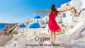  Presentation with tourist - Presentation design having european destination wearing red background and a soft green colored foreground