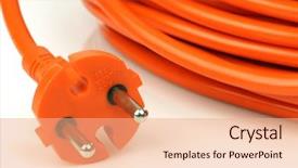  Presentation with electrical cable - Slide deck featuring european electrical power plug background and a coral colored foreground
