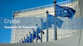  Presentation with brussels - PPT theme enhanced with european-eu-flags-in-front background and a teal colored foreground