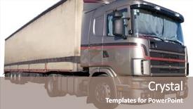  Presentation with container - Slides with european flatbed 18-wheeler background and a gray colored foreground