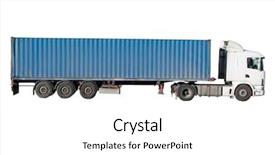  Presentation with container - Presentation having european flatbed 18-wheeler background and a white colored foreground