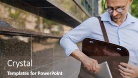  Presentation with city street - Slide set featuring european-grey-man-in-eyeglasses background and a gray colored foreground