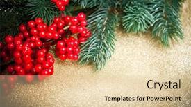  Presentation with fir tree - Audience pleasing PPT theme consisting of european holly anf fir-tree backdrop and a lemonade colored foreground