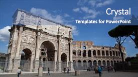  Presentation with constantine - Cool new slide deck with projection and illuminated turquoise arrow backdrop and a ocean colored foreground