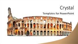  Presentation with history of rome - Colorful theme enhanced with european imperalism - colosseum in rome isolated backdrop and a white colored foreground