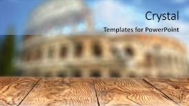  Presentation with empty of wood table top - Amazing presentation having european imperalism - empty wooden table with colosseum backdrop and a light blue colored foreground