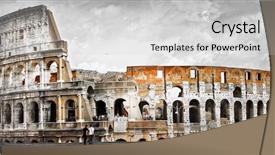  Presentation with rome - Theme having european imperalism - great rome panorama of colosseum background and a light gray colored foreground