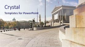  Presentation with european parliament - Amazing theme having european imperalism - image of the parliament building backdrop and a sky blue colored foreground