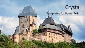  Presentation with royal queens - Presentation design consisting of european imperalism - royal castle karlstejn czech republic background and a light blue colored foreground