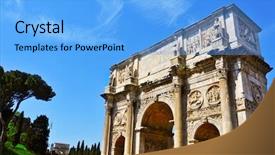  Presentation with rome italy - Slide set enhanced with european imperalism - view of the arch background and a light blue colored foreground