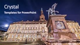  Presentation with european parliament - Slide set having european parliament - christiansborg palace in copenhagen denmark background and a navy blue colored foreground