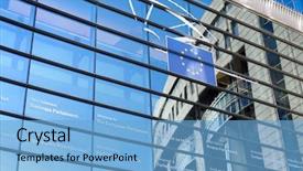  Presentation with european parliament - Slide set enhanced with european parliament building in brussels background and a light blue colored foreground