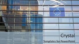  Presentation with european parliament - PPT theme consisting of euroepan comission - european parliament in brussel background and a light blue colored foreground