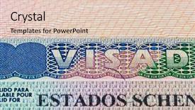  Presentation with passport travel - Audience pleasing presentation theme consisting of european schengen visa in passport backdrop and a lemonade colored foreground