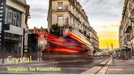  Presentation with street lights - Presentation having european-street-with-car-trails background and a tawny brown colored foreground