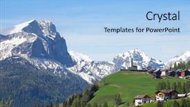  Presentation with village - Presentation theme with european travel - landscape with typical italian village background and a light blue colored foreground