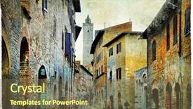  Presentation with artistic - Presentation theme with european travel - medieval tuscany streets of san background and a  colored foreground