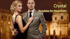  Presentation with night city - Audience pleasing slides consisting of european travel - retro couple against night city backdrop and a tawny brown colored foreground