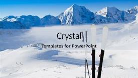  Presentation with season - Cool new presentation theme with european travel - skiing winter season mountains backdrop and a light blue colored foreground