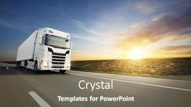  Presentation with cargo transportation - Slide deck enhanced with european-truck-on-motorway background and a coral colored foreground