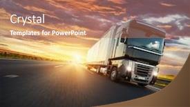  Presentation with cargo transportation - Cool new PPT theme with european truck vehicle on motorway backdrop and a coral colored foreground