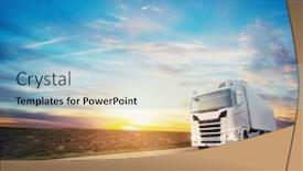  Presentation with cargo transportation - Audience pleasing slide set consisting of european truck vehicle on motorway backdrop and a light blue colored foreground