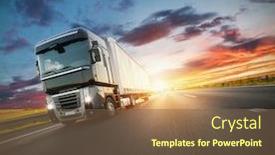  Presentation with cargo transportation - Presentation theme with european truck vehicle on motorway background and a tawny brown colored foreground