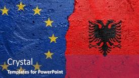  Presentation with concrete cracked - Presentation design with european-union-and-albany-flags background and a ocean colored foreground