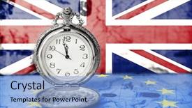  Presentation with united kingdom - Colorful theme enhanced with european union and clock backdrop and a light blue colored foreground