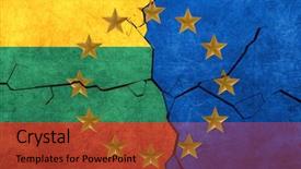  Presentation with european union - Audience pleasing PPT theme consisting of european union and lithuania flags backdrop and a  colored foreground