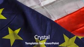  Presentation with european union - Theme with european union and polish flags background and a wine colored foreground