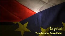  Presentation with european union - Presentation design enhanced with european union and polish flags background and a wine colored foreground