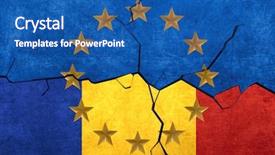  Presentation with european union - Colorful theme enhanced with european union and romanian flags backdrop and a ocean colored foreground