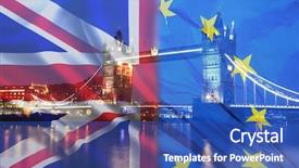  Presentation with european union - Colorful presentation enhanced with european union and the british union flag combined over icons of london england uk stay or leave brexit backdrop and a ocean colored foreground