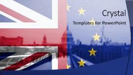  Presentation with european union - Colorful presentation theme enhanced with european union and the british union flag combined over icons of london england uk stay or leave brexit backdrop and a lemonade colored foreground