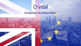  Presentation with european union - Beautiful presentation design featuring european union and the british union flag combined over icons of london england uk stay or leave brexit backdrop and a sky blue colored foreground