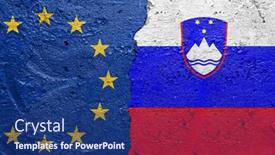  Presentation with european union - Theme featuring european-union-eu-and-slovenia background and a ocean colored foreground