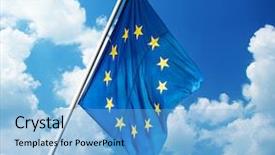  Presentation with european union - PPT layouts featuring european union flag on blue background and a light blue colored foreground