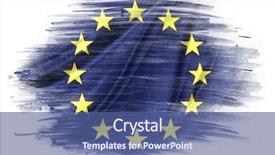  Presentation with european union - Presentation theme having european union flag on plain background and a ocean colored foreground