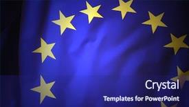  Presentation with european union - Slide deck featuring european union flag background and a navy blue colored foreground