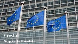  Presentation with brussels - Colorful slide set enhanced with european union flags in front backdrop and a gray colored foreground