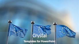  Presentation with european parliament - Amazing slides having european union flags in front backdrop and a teal colored foreground
