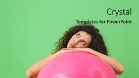  Presentation with aerobics - Beautiful presentation theme featuring european woman 20s wearing summer backdrop and a seafoam green colored foreground
