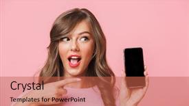  Presentation with pink black - Audience pleasing presentation theme consisting of european woman having beautiful brown backdrop and a red colored foreground